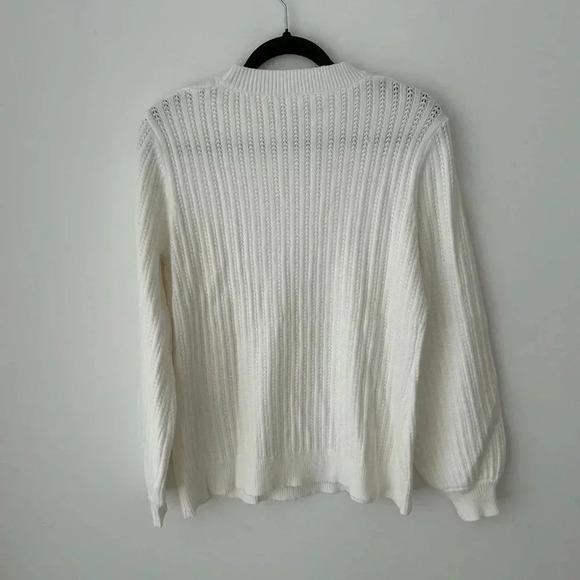 Andree  by unit Mock Neck Ribbed White Sweater - Picture 7 of 8